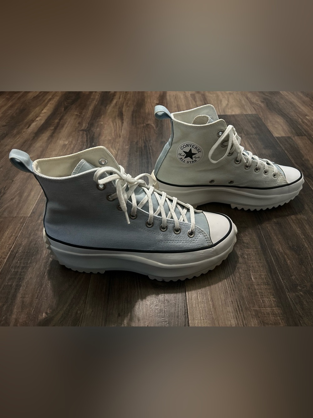 Converse Run Star Hike Lugged Hi-Top White Blue  Sneakers Men's Size 9.5 W 11